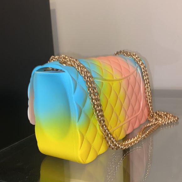CUTE MODERN TENDER RAINBOW JELLY CROSSBODY BAG (NEVER USED) - Picture 4 of 5